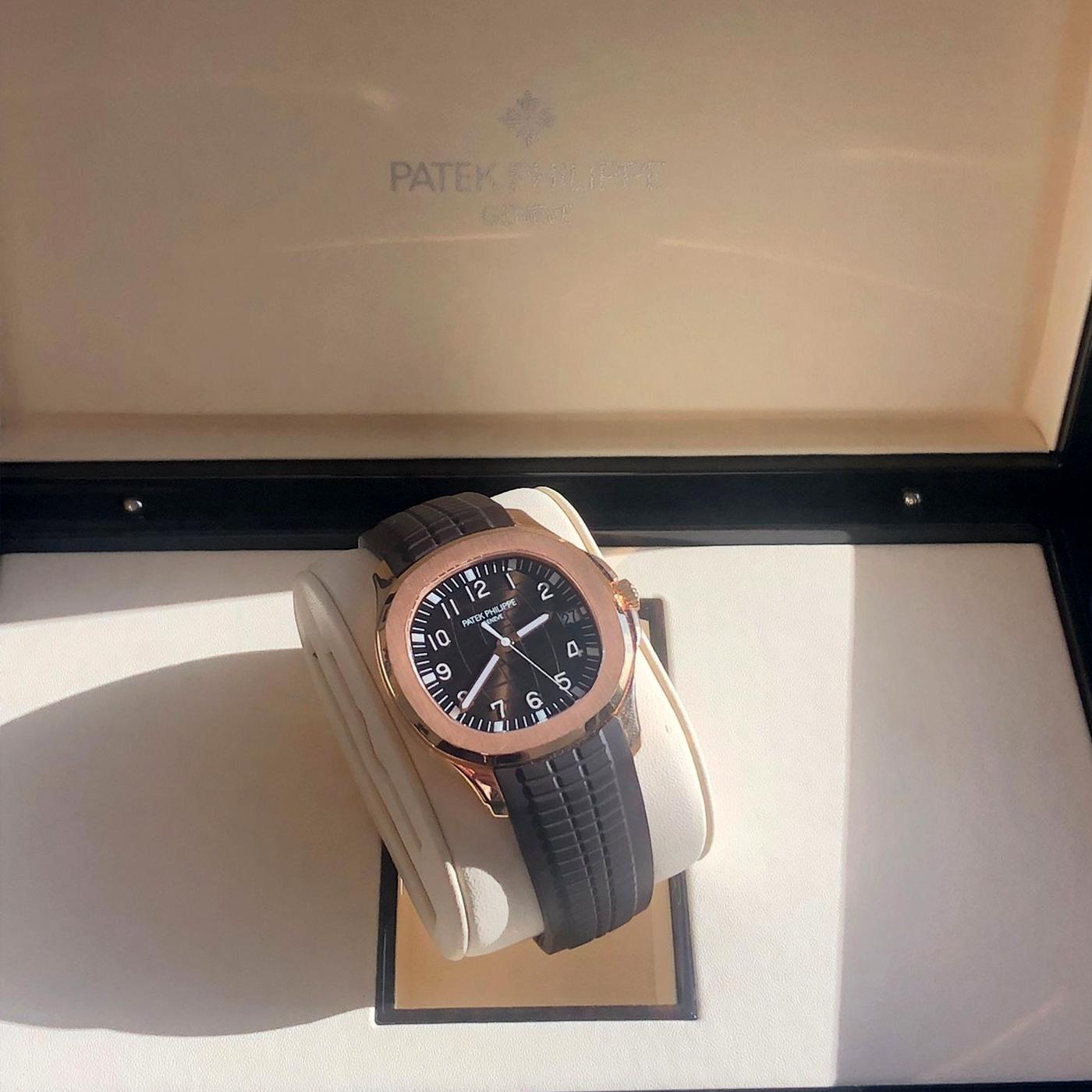 Patek Philippe Aquanaut Rose Gold Brown Dial Rubber Strap Watch 5167R-001 8