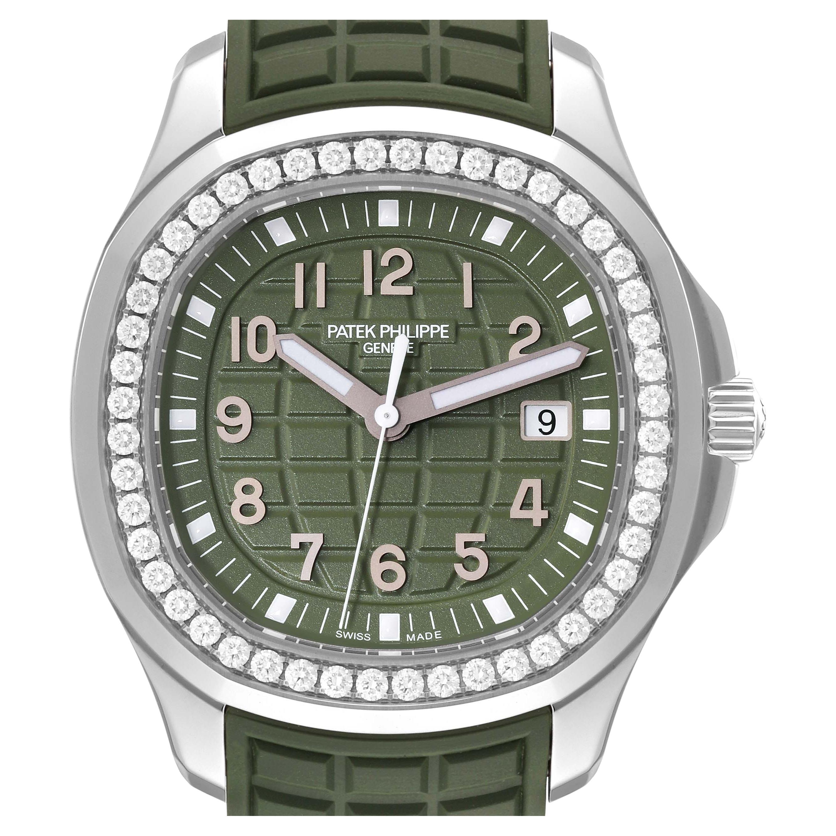 Patek Philippe Aquanaut Steel Green Dial Diamond Mens Watch 5267 Unworn For Sale