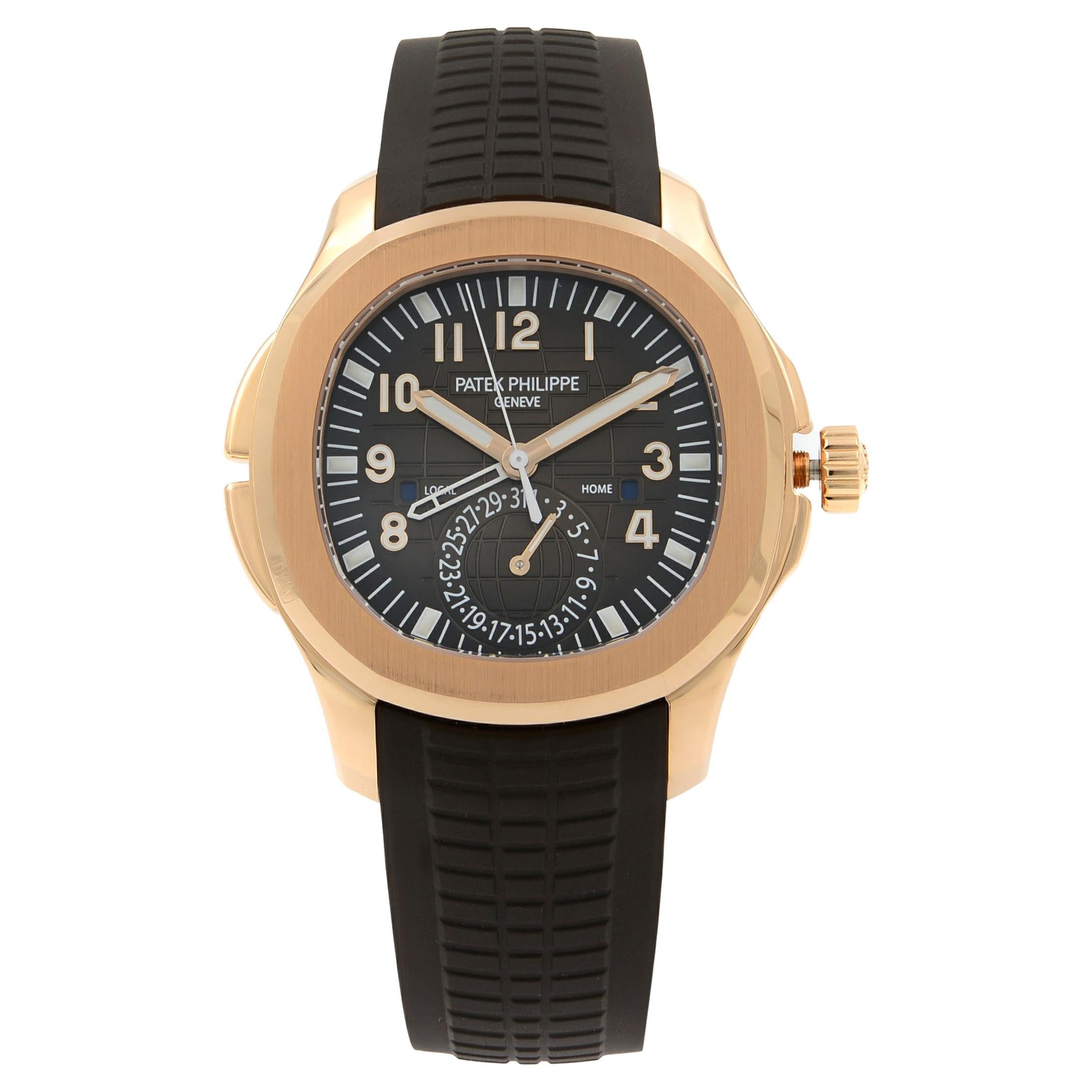 Patek Philippe Aquanaut Travel Time Rose Gold Brown Dial Mens Watch 5164R-001 For Sale