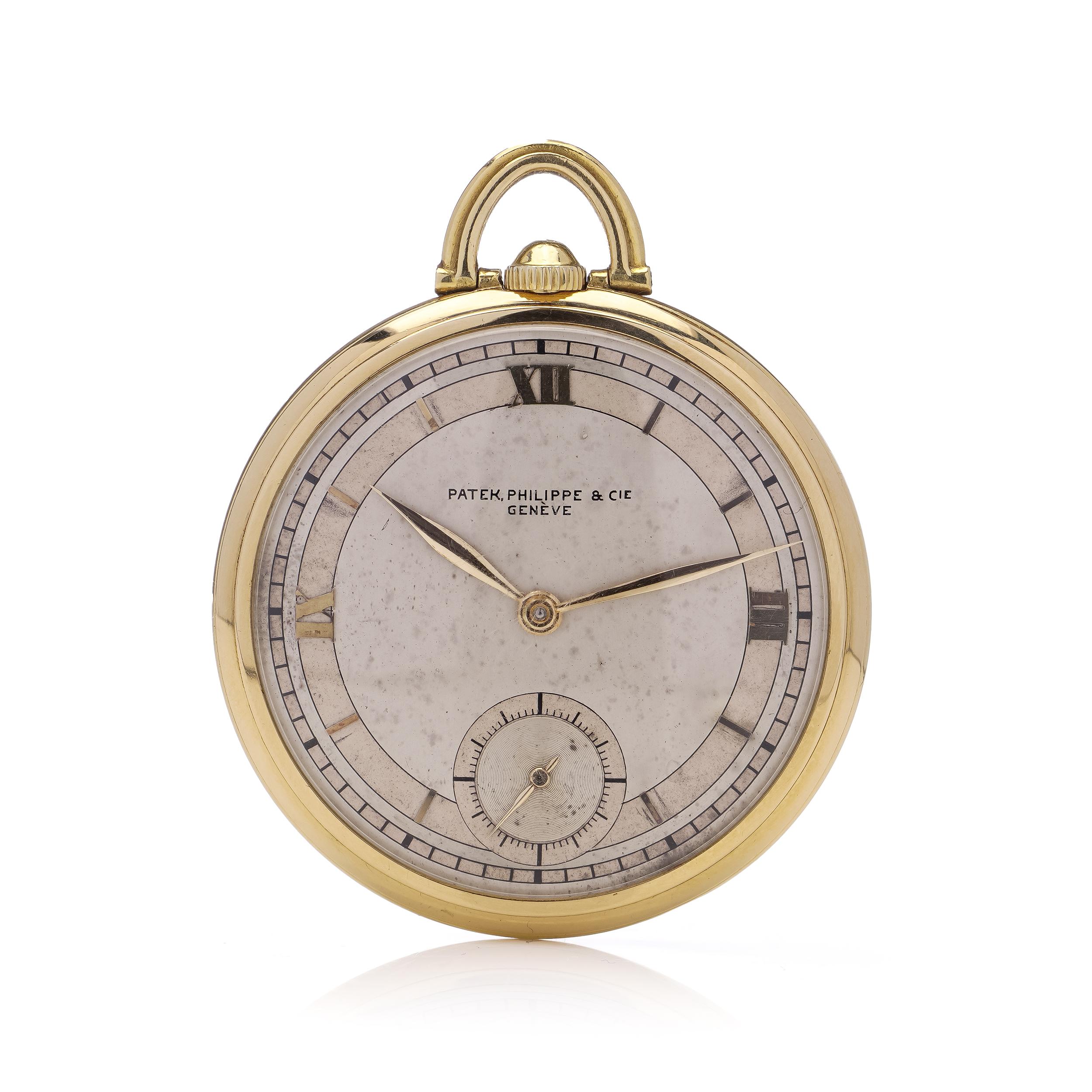 Patek Philippe Art Deco period  18kt. yellow gold open-face pocket watch In Good Condition For Sale In Braintree, GB