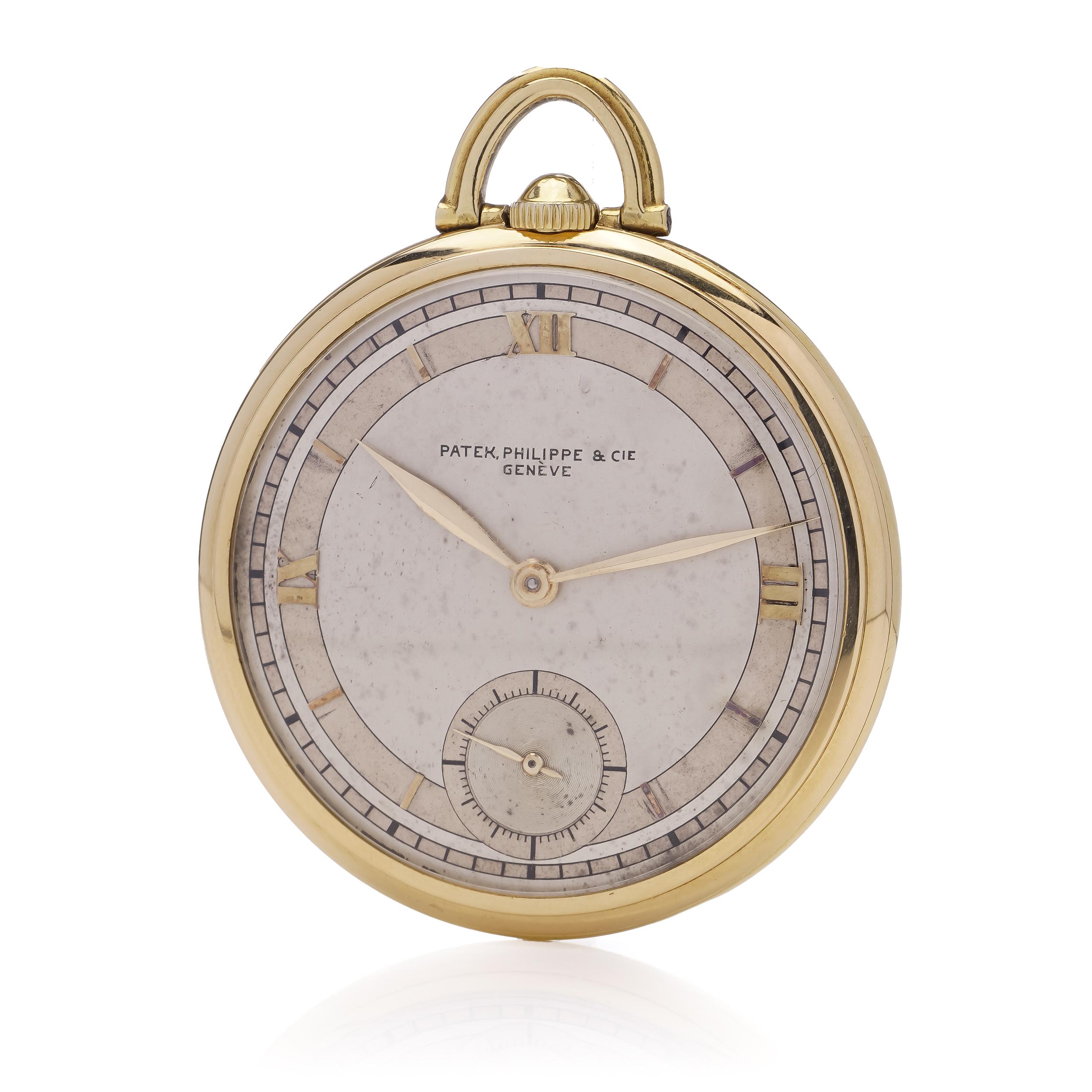Men's Patek Philippe Art Deco period  18kt. yellow gold open-face pocket watch For Sale