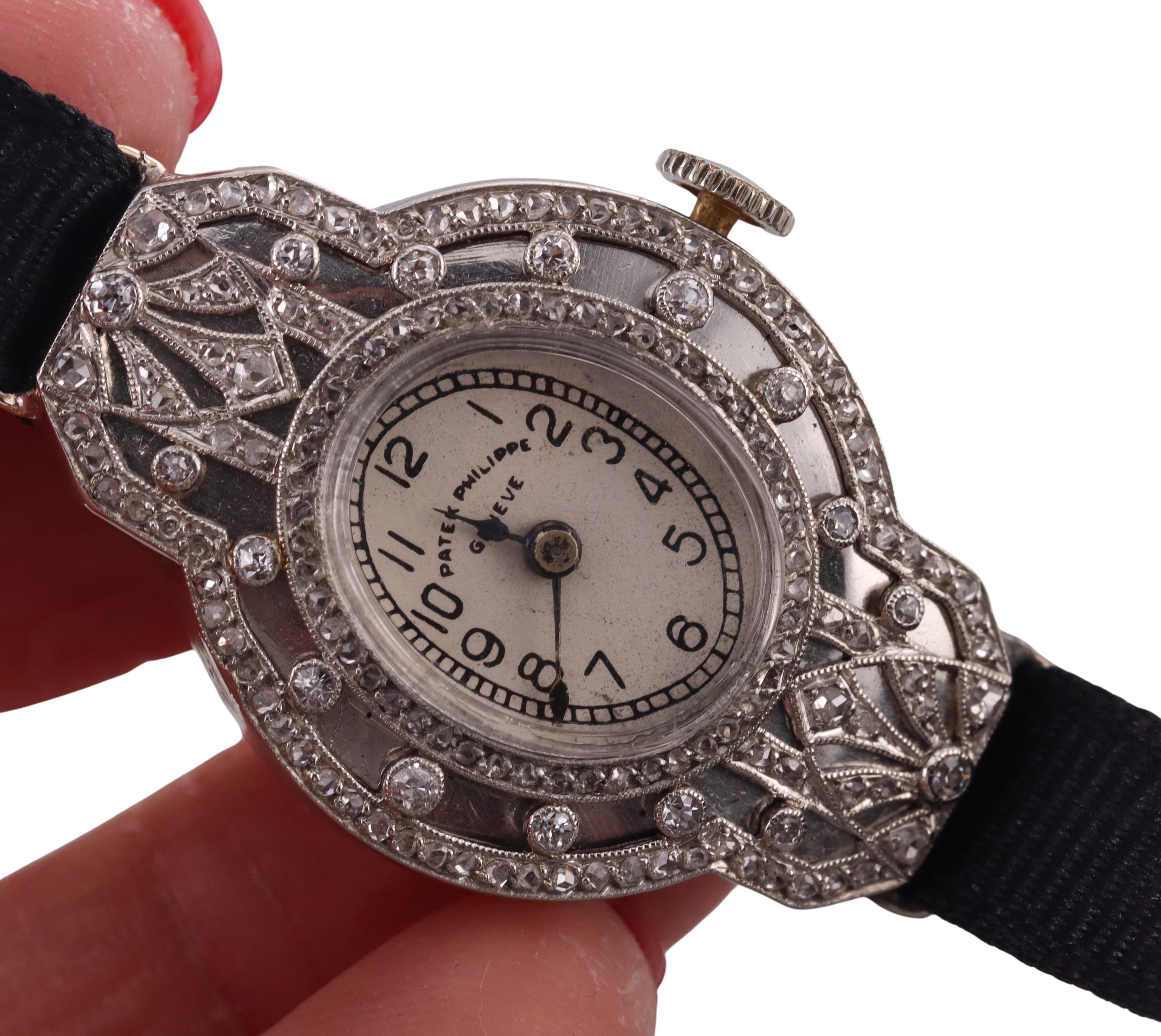 Patek Philippe Art Deco Platinum Diamond Lady's Dress Watch For Sale 2