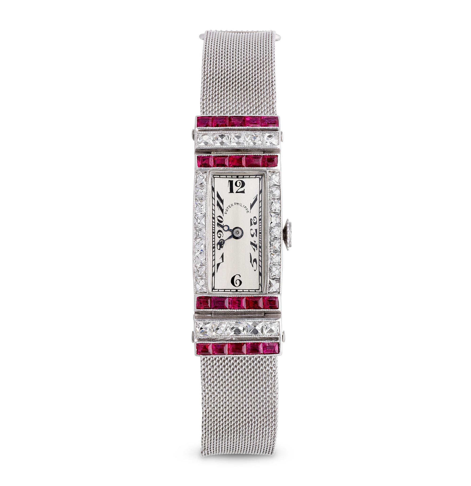 Patek Philippe Art Deco-Armbanduhr (Französischer Schliff) im Angebot