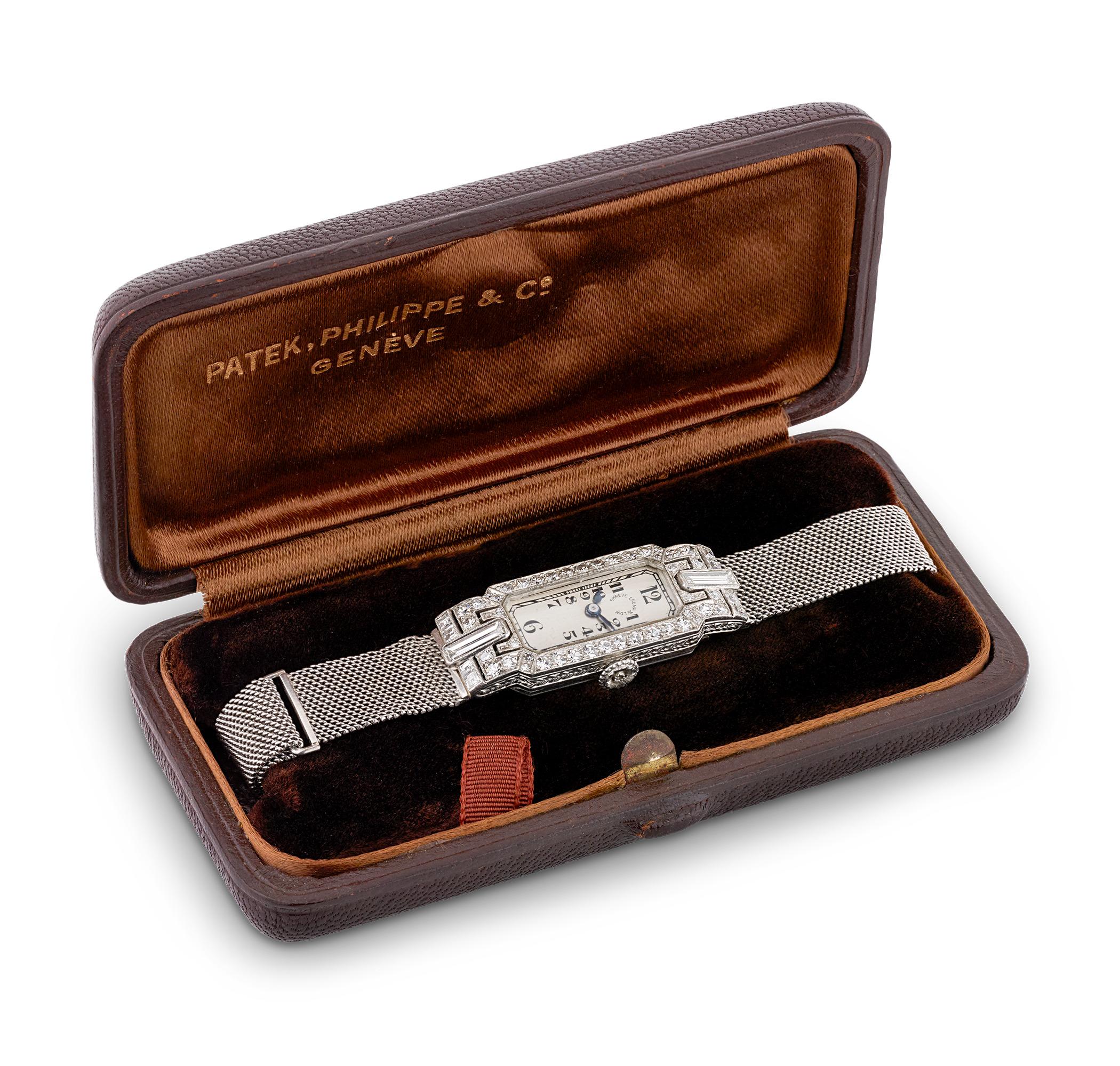 Patek Philippe Art Deco Wristwatch Corte baguette en venta
