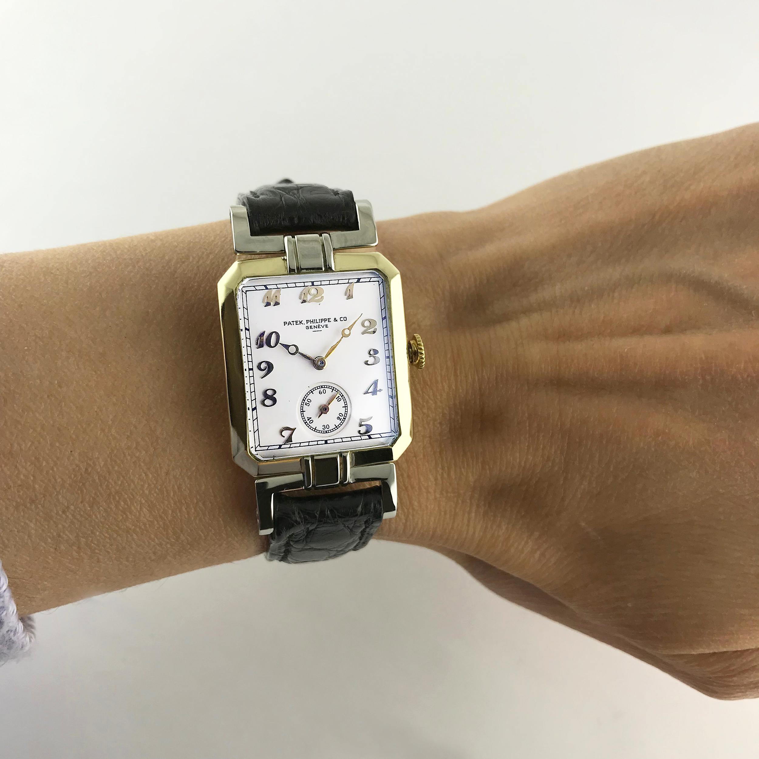 Patek Philippe Art Deco Yellow and White Gold Wristwatch Dated 1927 9