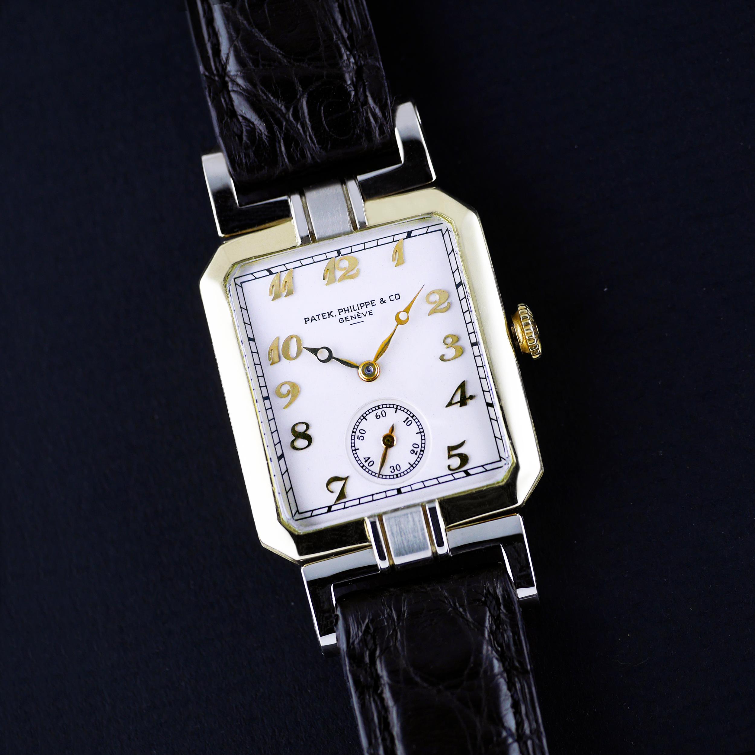 Patek Philippe Art Deco Yellow and White Gold Wristwatch Dated 1927 In Excellent Condition In London, GB