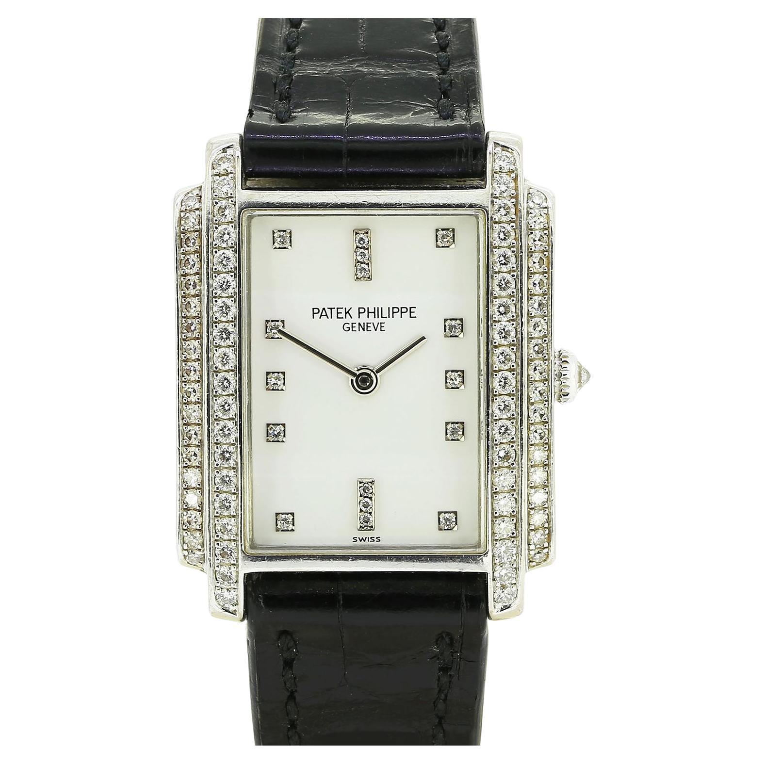 Patek Philippe Automatic Diamond Set Gondolo Ladies Wristwatch Ref 4825