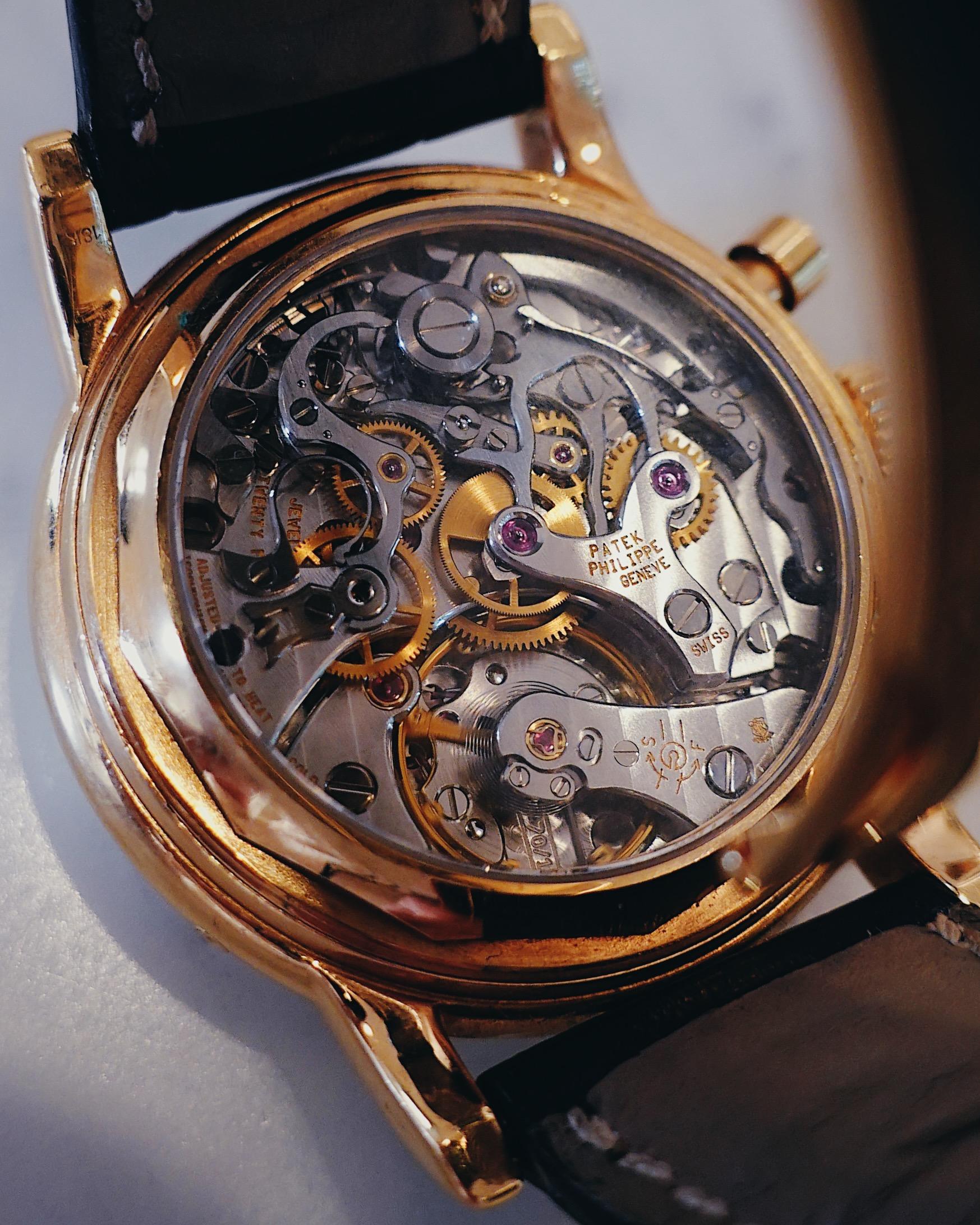 Femenino o masculino Patek Philippe, Precioso Cronógrafo de Oro Rosa de 18k Ref. 3970E Reloj de pulsera, 1997 en venta