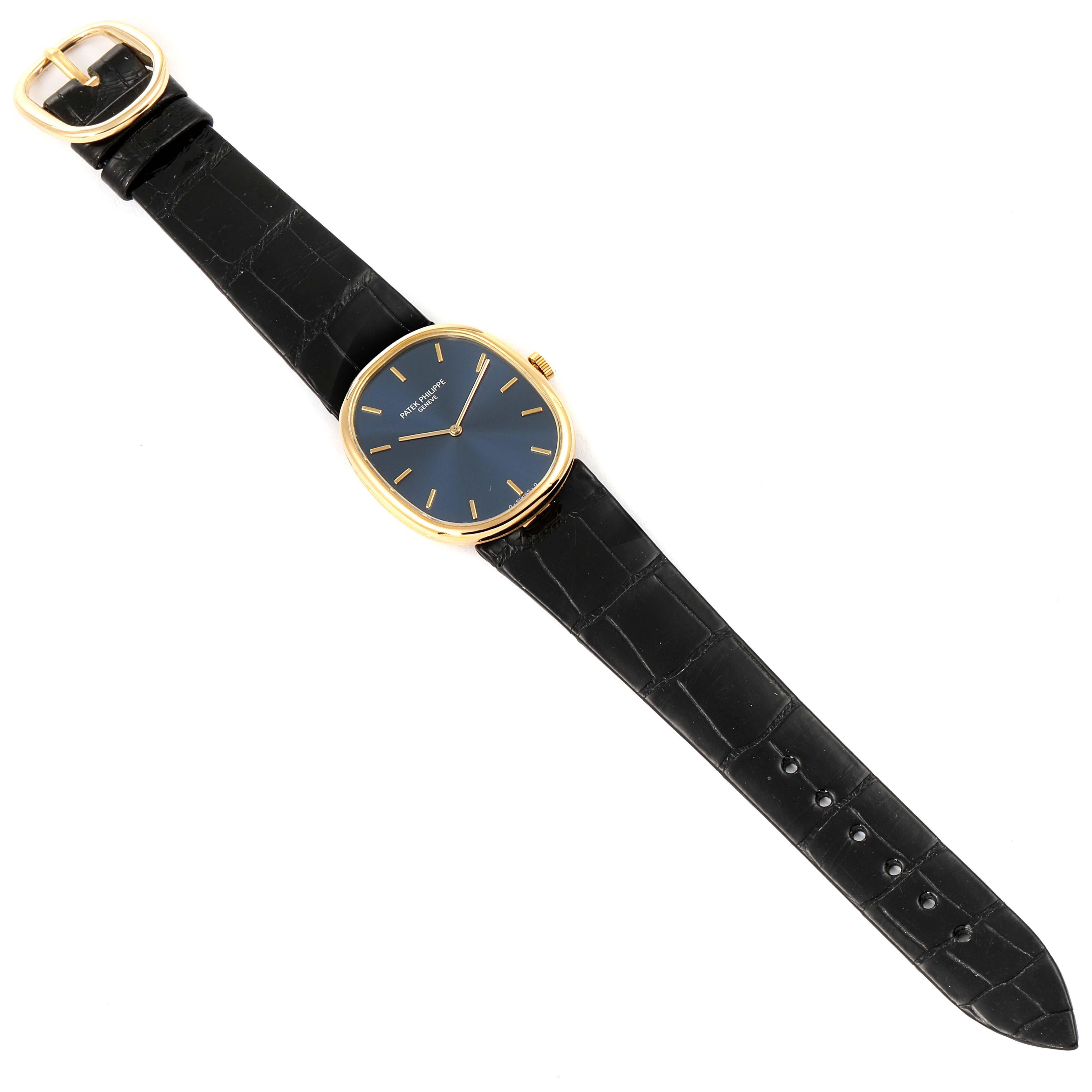 Patek Philippe Blue 18k Yellow Gold Golden Ellipse 7579 Wristwatch 27 x 32 MM 3