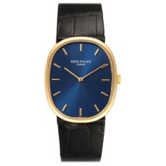 Patek Philippe Blue 18k Yellow Gold Golden Ellipse 7579 Wristwatch 27 x 32 MM