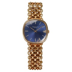 Patek Philippe Blue Dial Watch in 18K Yellow Gold, 1980s