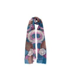 Patek Philippe Blue & Purple Circle & Leaf Print Cashmere Stole
