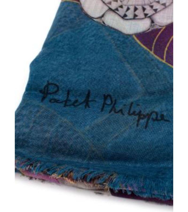 Patek Philippe Blue & Purple Circle & Leaf Print Cashmere Stole 1