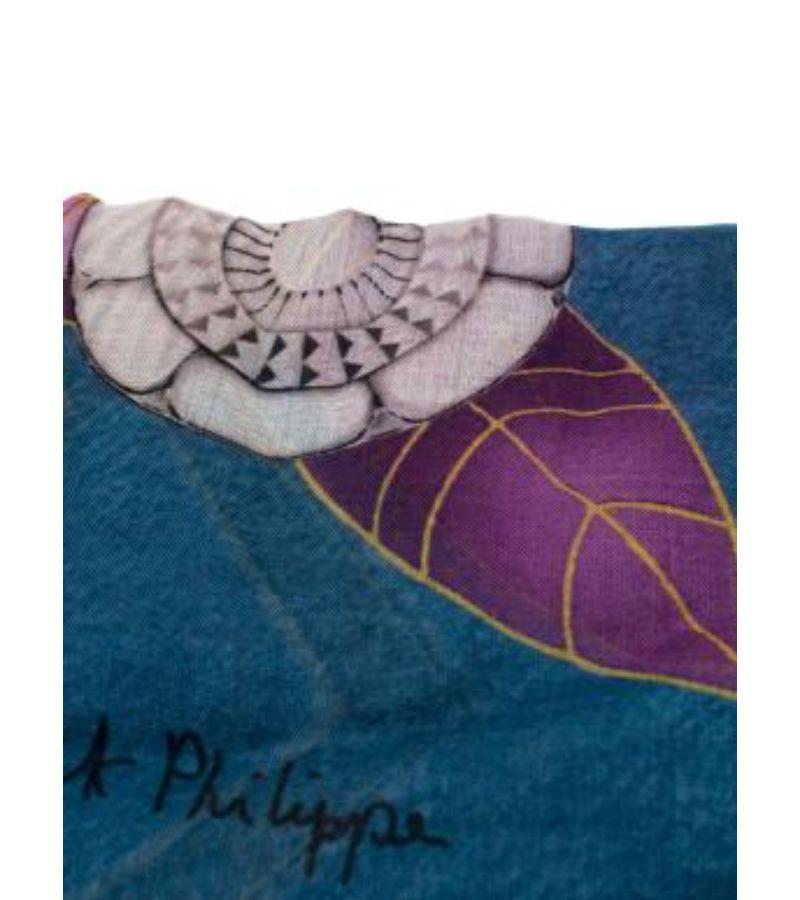 Patek Philippe Blue & Purple Circle & Leaf Print Cashmere Stole 2