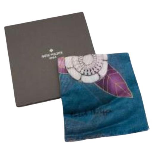 Patek Philippe Blue & Purple Circle & Leaf Print Cashmere Stole