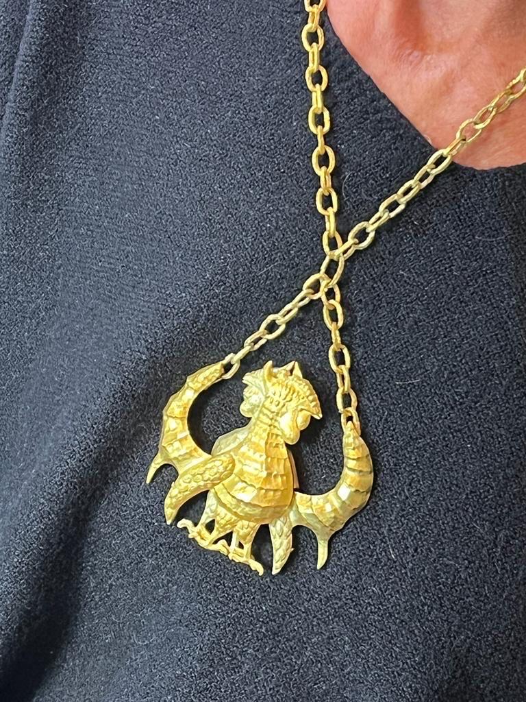 Patek Philippe by Jean Lurçat 18 Karat Gold Double Rooster Necklace, 1960s 9