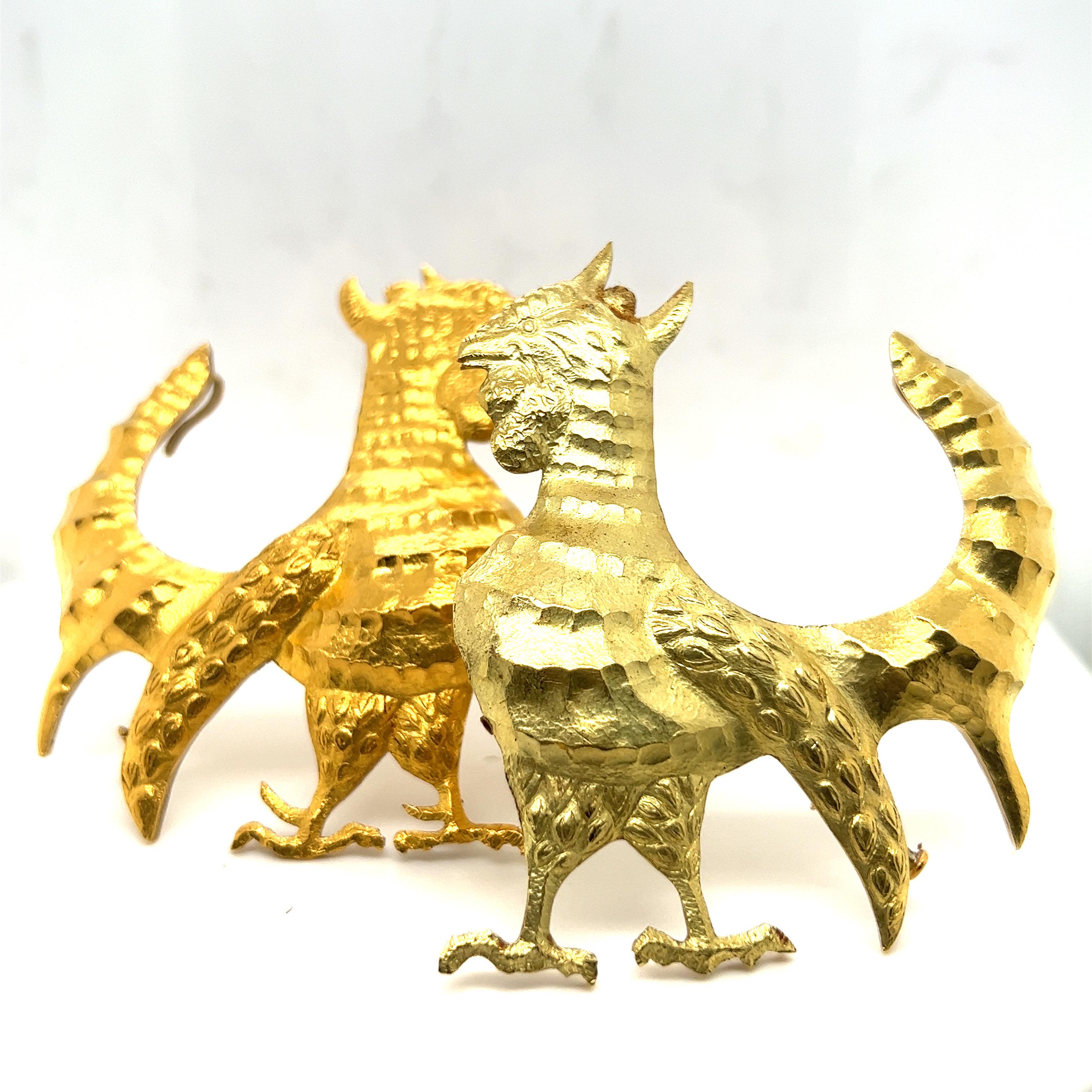 Patek Philippe by Jean Lurçat 18 Karat Gold Double Rooster Necklace, 1960s 4