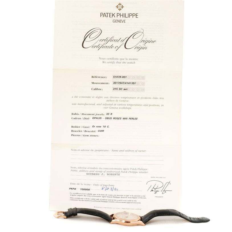 Patek Philippe Calatrava 18 Karat Rose Gold Watch 5107R Box Papers For Sale 6