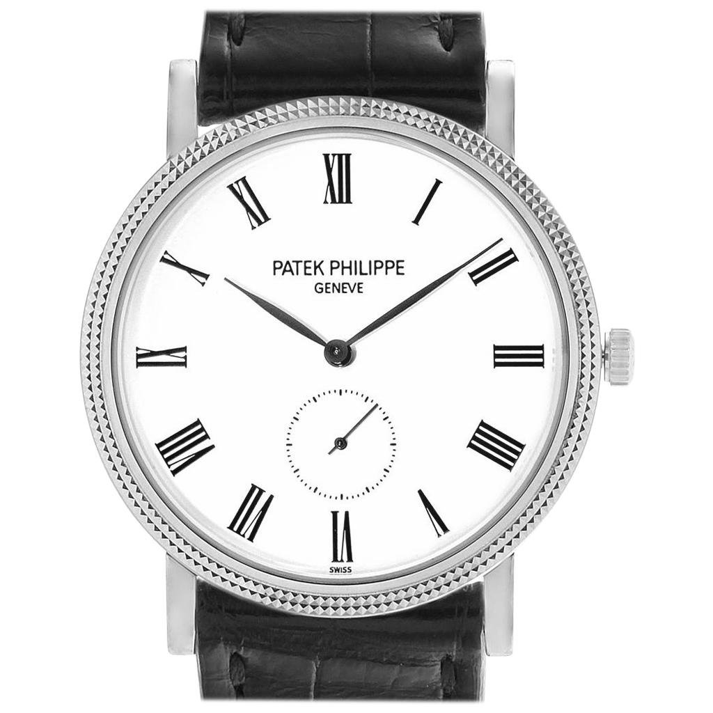 Patek Philippe Calatrava 18 Karat White Gold Automatic Men's Watch 5119 For Sale