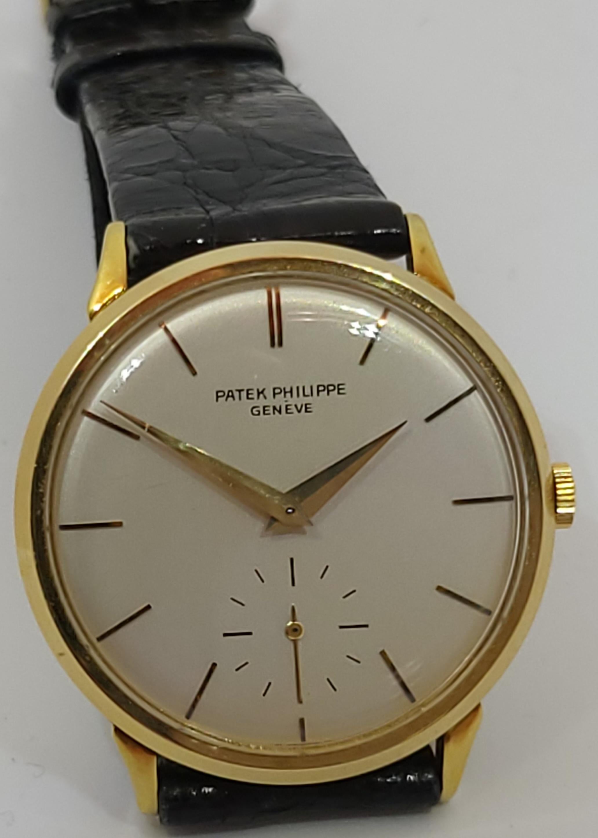 Patek Philippe Calatrava 18 Kt Gold Armbanduhr Kal. 27 AM 400 Anti-magnétiques im Angebot 12