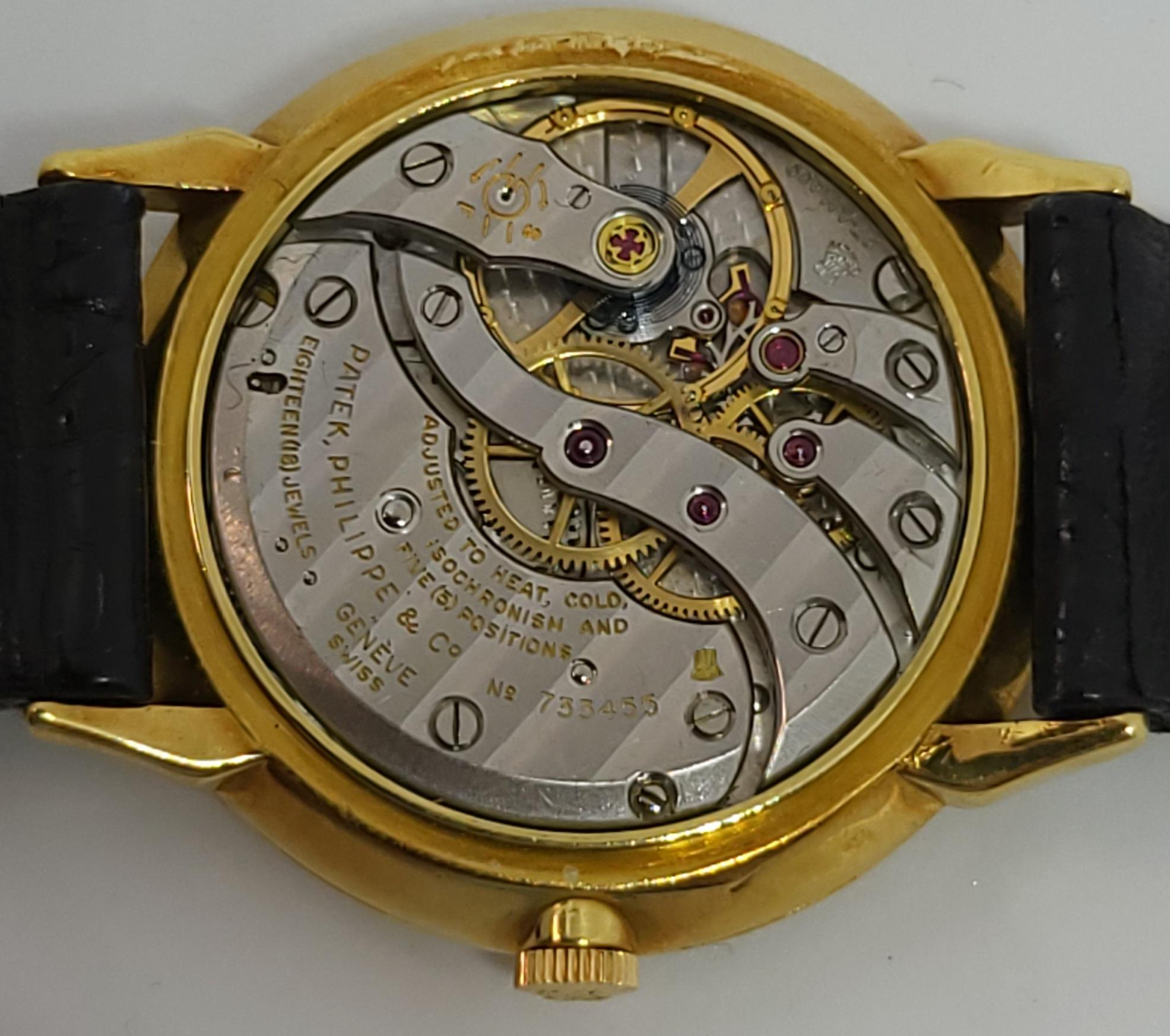 Patek Philippe Calatrava 18 Kt Gold Armbanduhr Kal. 27 AM 400 Anti-magnétiques im Angebot 2