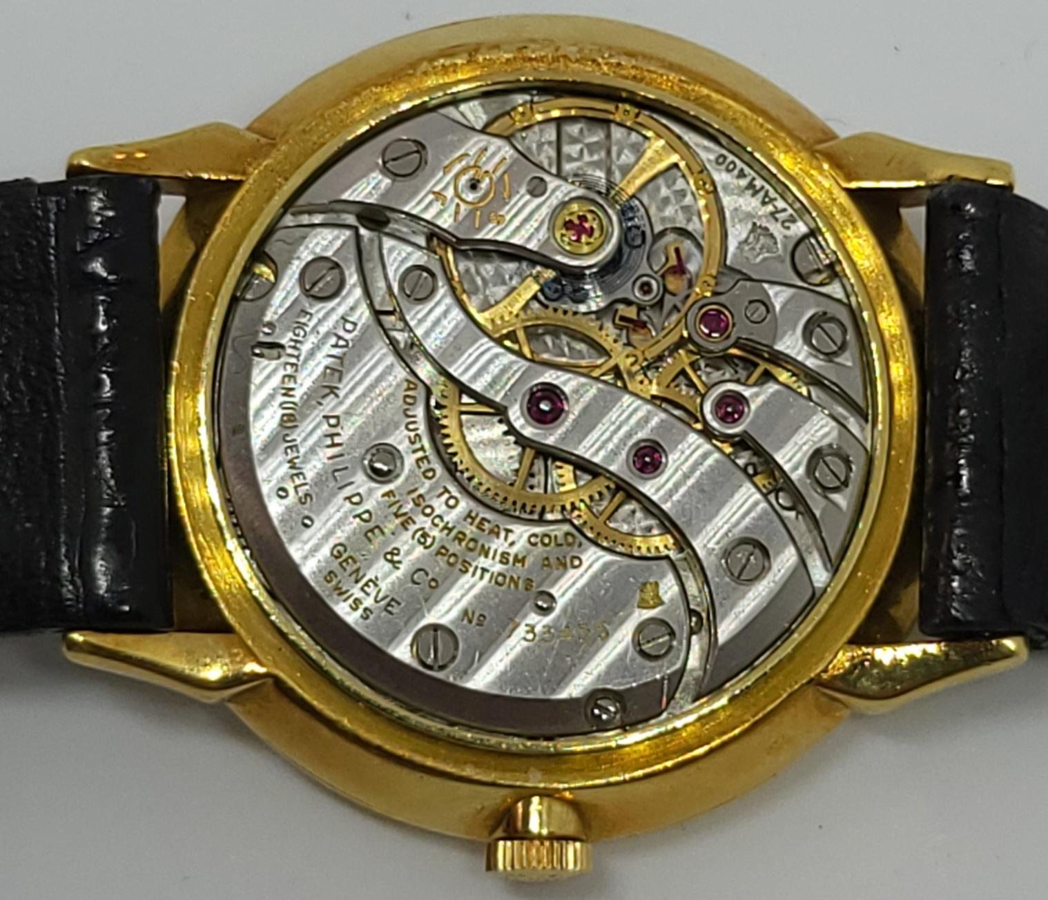 Patek Philippe Calatrava 18 Kt Gold Armbanduhr Kal. 27 AM 400 Anti-magnétiques im Angebot 3