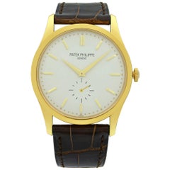 Patek Philippe Calatrava 18K Gold Silver Dial Hand-Wind Men's Watch 5196J-001
