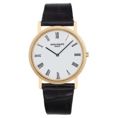 Patek Philippe Calatrava 18K Gold Weißes Porzellan Zifferblatt Handaufzug Uhr 3520D