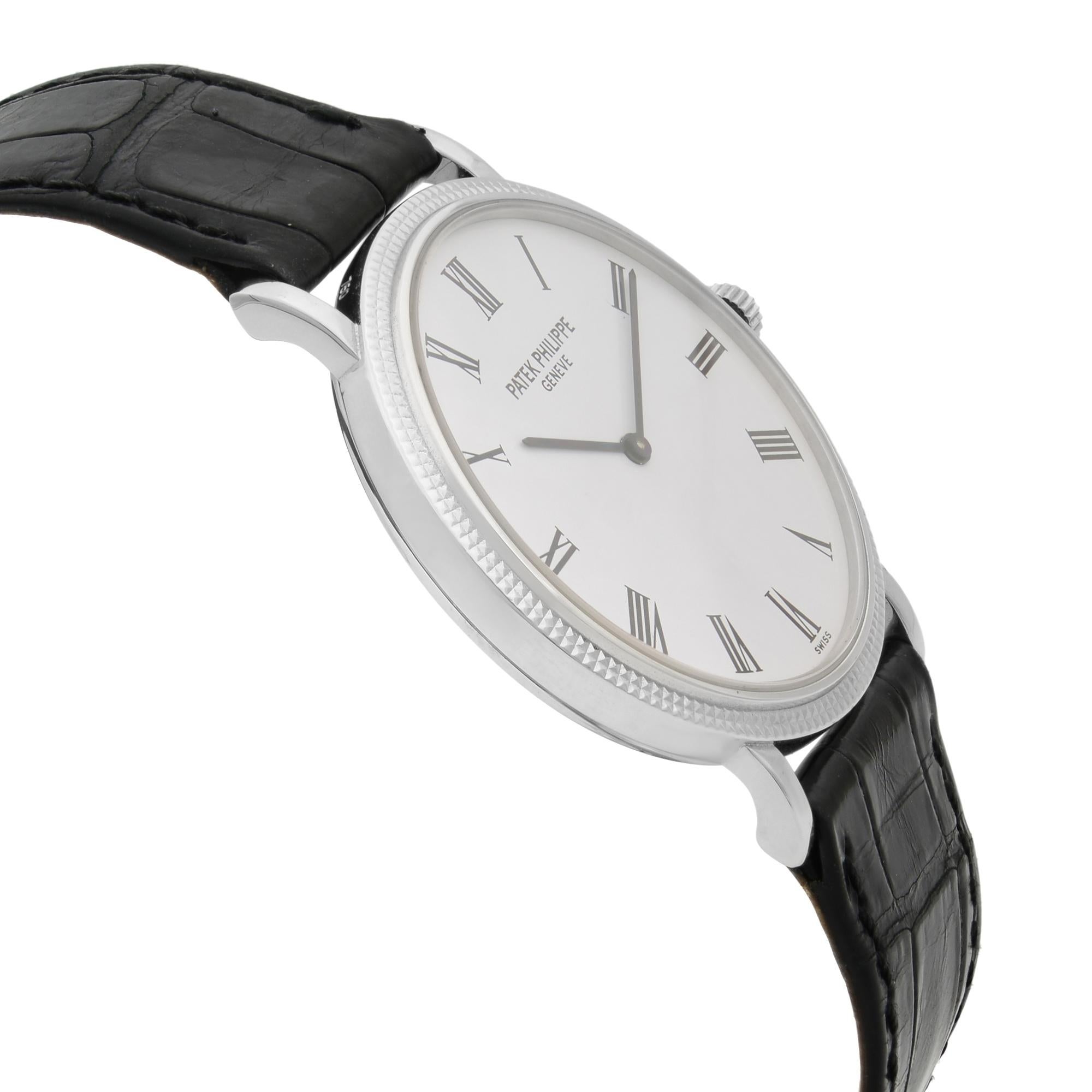 Patek Philippe Calatrava 18k Gold White Roman Dial Automatic Men Watch 5120G-001 In Good Condition In New York, NY