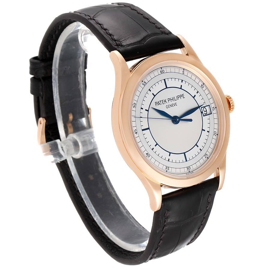 Patek Philippe Montre automatique Calatrava en or rose 18 carats pour hommes 5296 Excellent état - En vente à Atlanta, GA