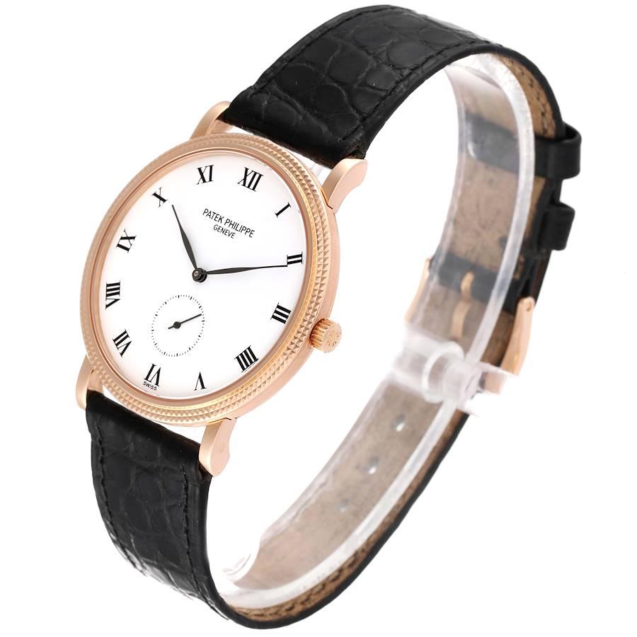 Patek Philippe Montre Calatrava pour homme en or rose 18 carats avec bracelet noir 3919 Pour hommes en vente