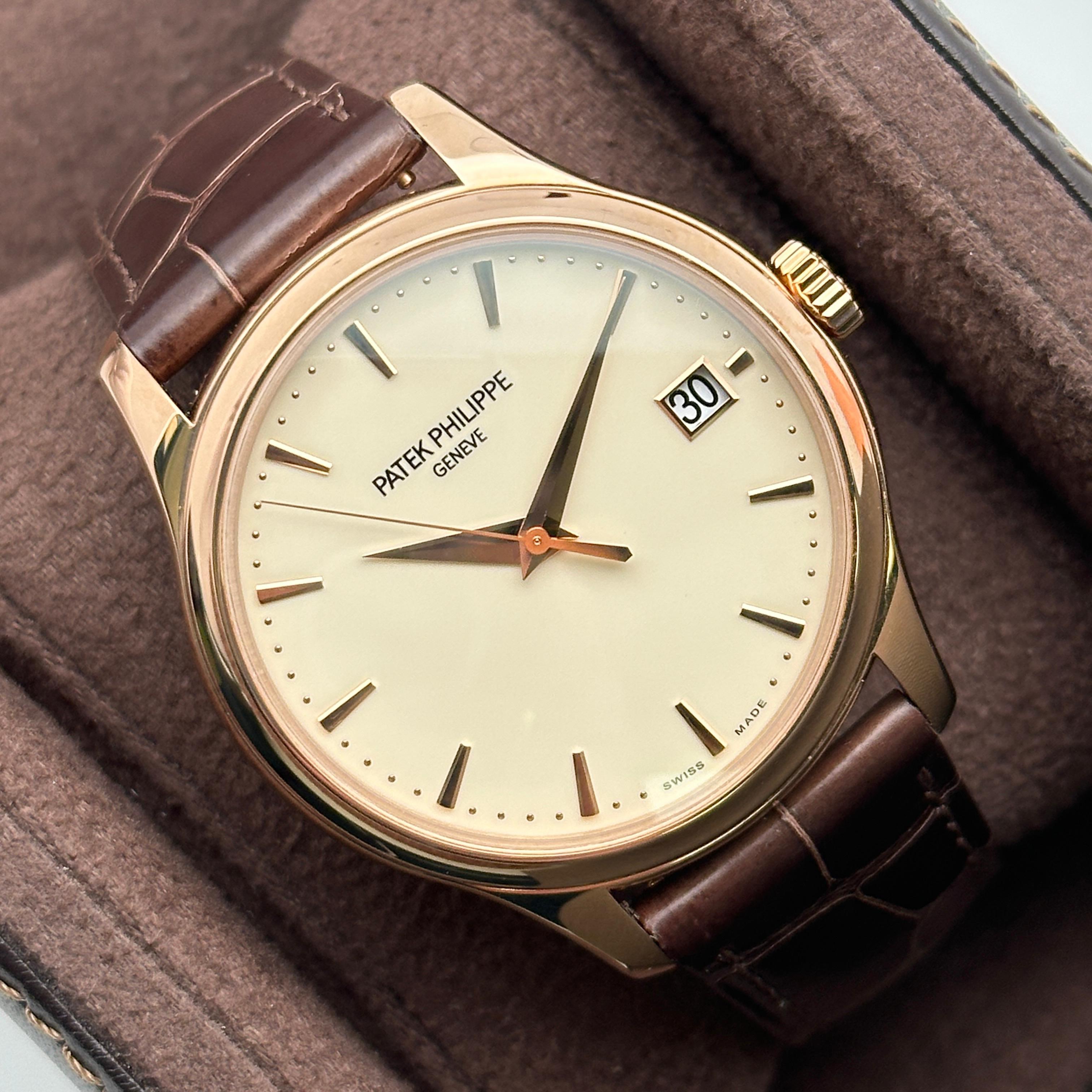 Patek Philippe Calatrava 18K Rose Gold Ivory Dial Automatic Men Watch 5227R-001 For Sale 3