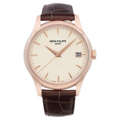 Patek Philippe Calatrava Montre automatique pour hommes en or rose 18 carats avec cadran ivoire 5227R-001