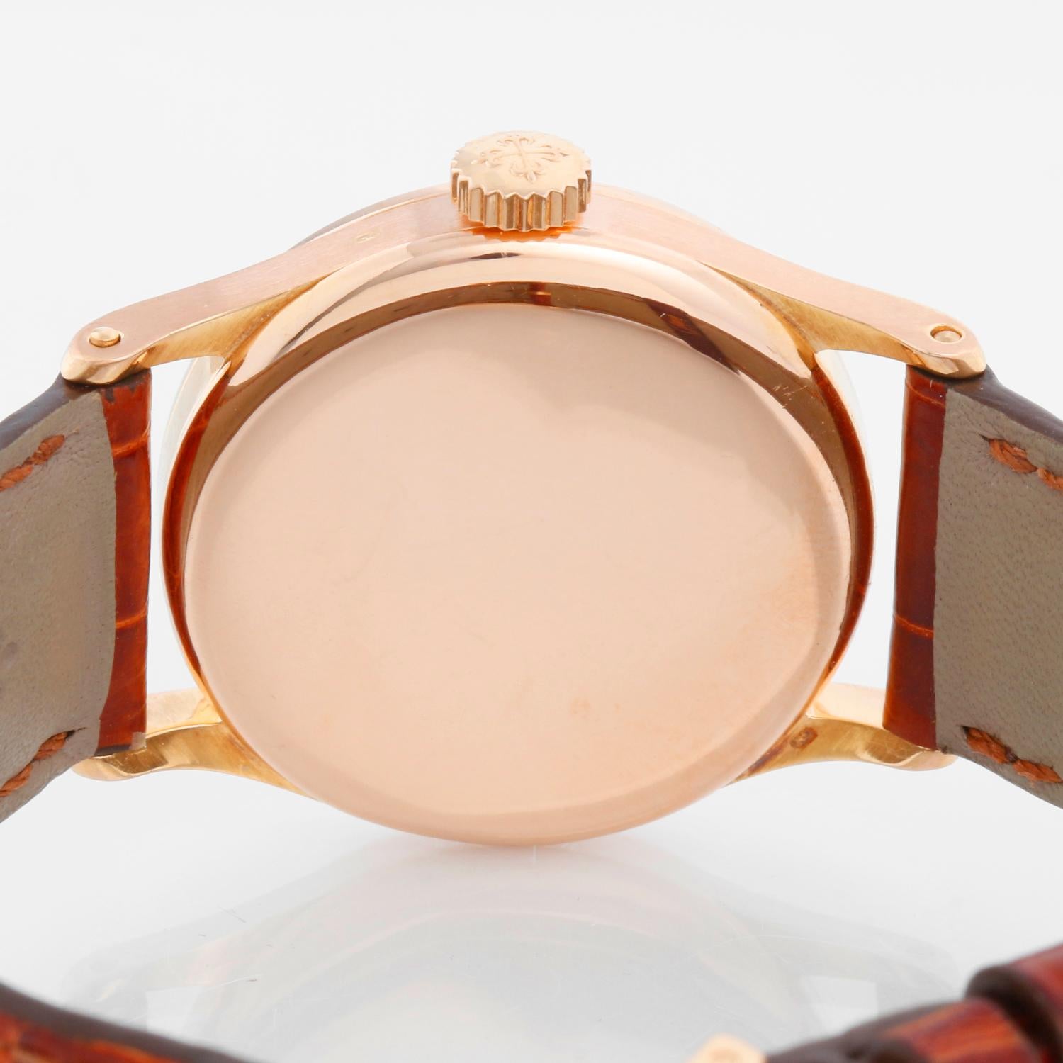 Montre pour homme Patek Philippe Ref 96 avec rare cadran rose Calatrava en or rose 18k en vente 1