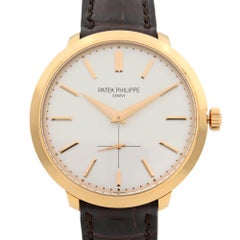 Patek Philippe Calatrava 18k Rose Gold Silver Dial Hand Wind Men Watch 5123R-001