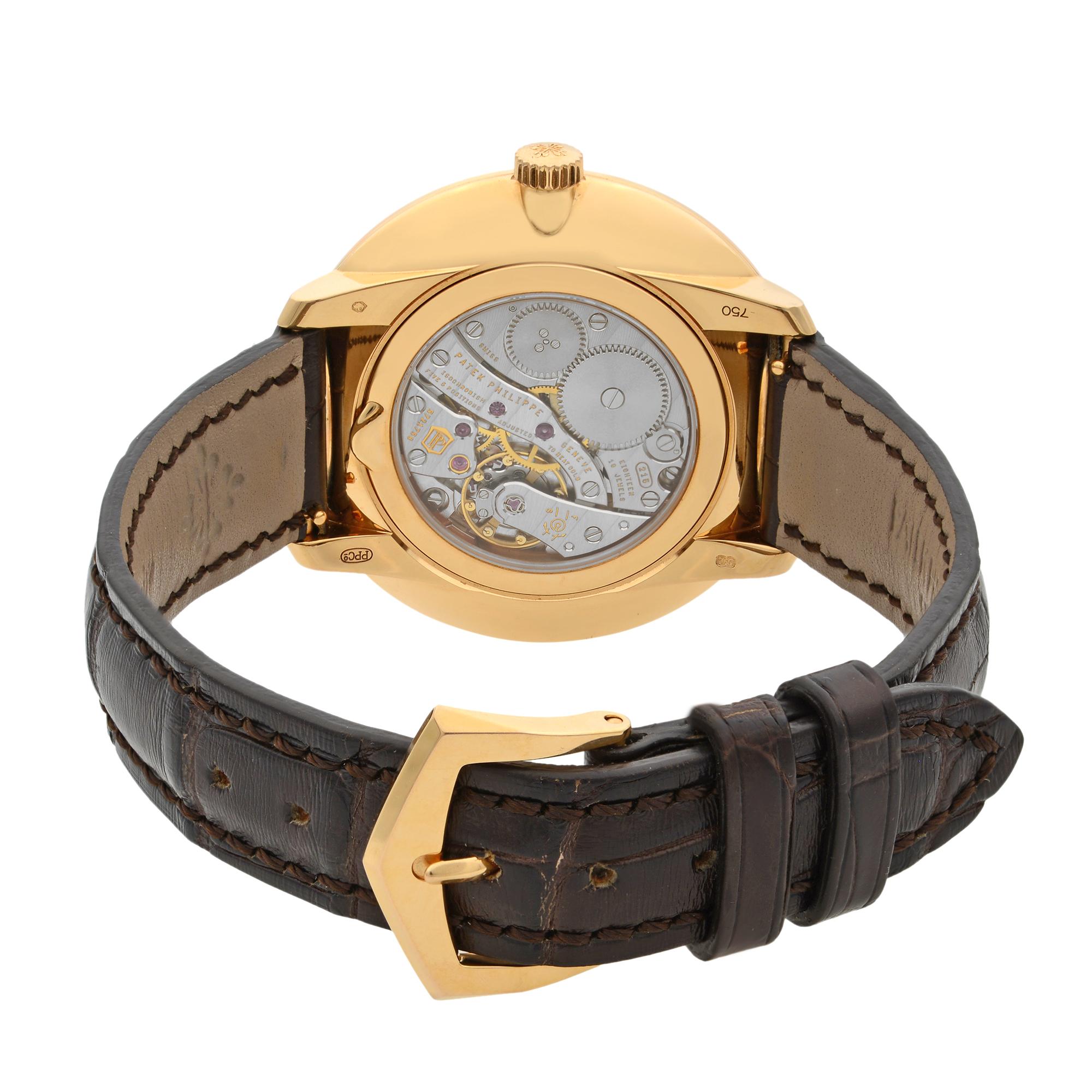 Patek Philippe Calatrava 18k Rose Gold Silver Dial Hand Wind Men Watch 5123R-001 1