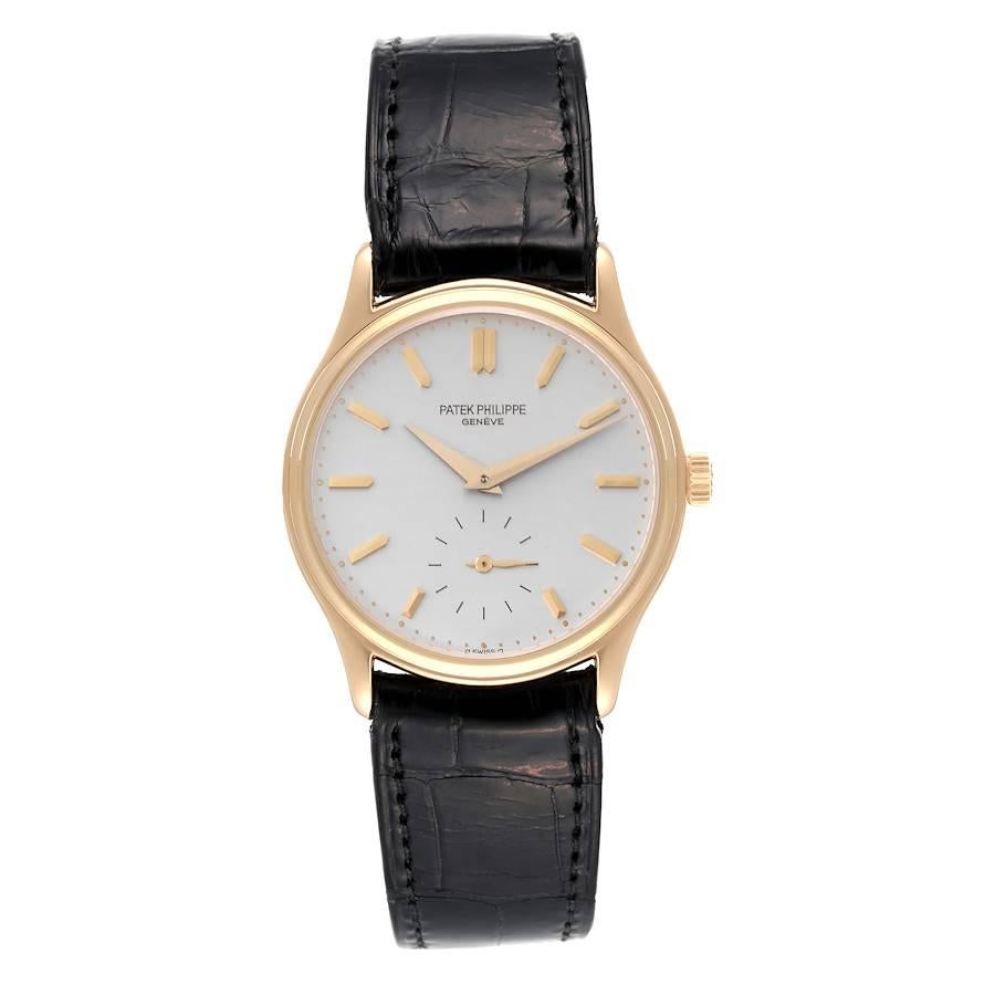 Patek Philippe Calatrava 18k Rose Gold Silber Zifferblatt Herrenuhr 3923 Papers. Uhrwerk mit Handaufzug. Rhodiniertes 