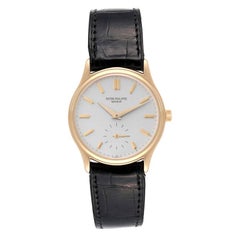 Patek Philippe Calatrava 18k Rose Gold Silver Dial Mens Watch 3923 Papers