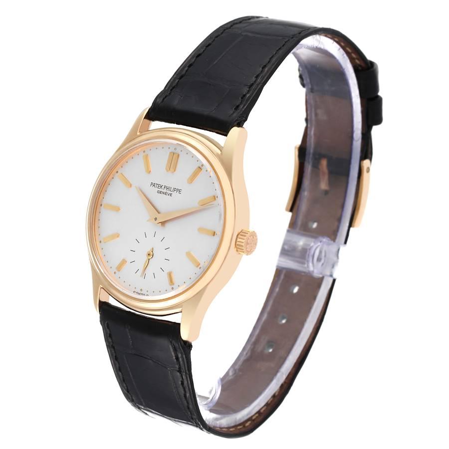 18 Karat Roségold Silber Zifferblatt Herrenuhr 3923 von Patek Philippe Calatrava 1