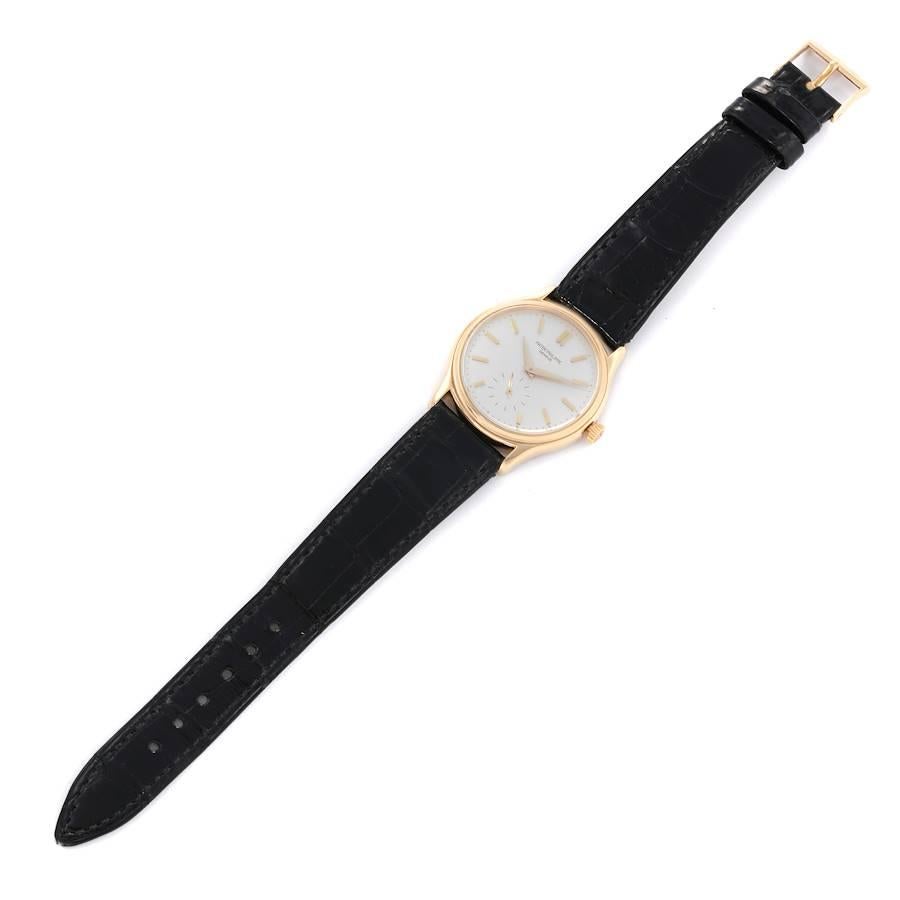 18 Karat Roségold Silber Zifferblatt Herrenuhr 3923 von Patek Philippe Calatrava 6