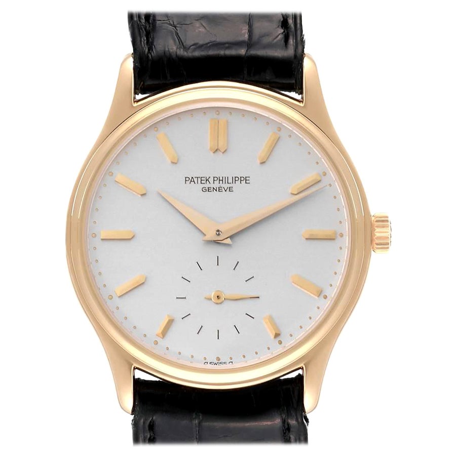 18 Karat Roségold Silber Zifferblatt Herrenuhr 3923 von Patek Philippe Calatrava