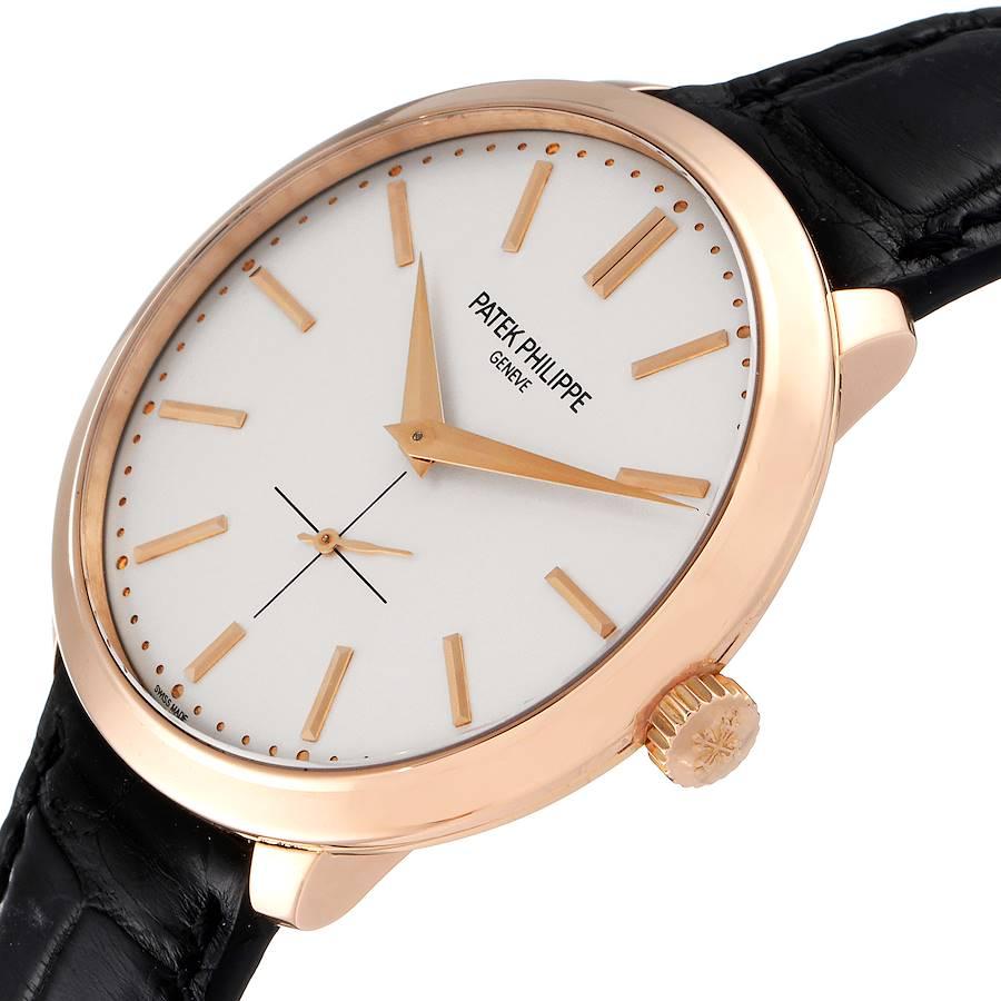 Patek Philippe Montre Calatrava pour homme en or rose 18 carats avec cadran en argent et or 5123R en vente 1