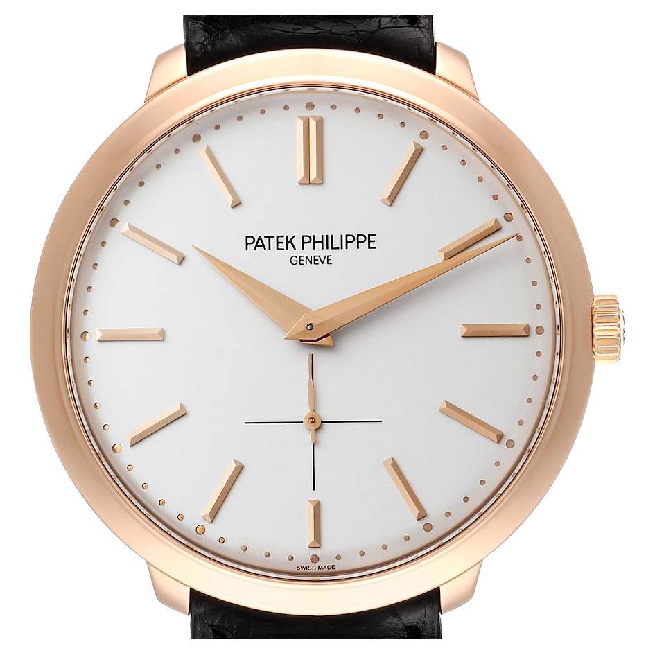 Patek Philippe Calatrava 18K Rose Gold Silver Dial Mens Watch 5123R For Sale