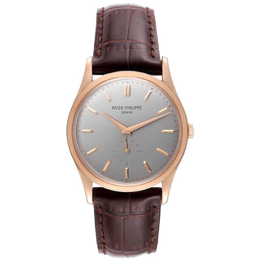 Patek Philippe Calatrava 18k Rose Gold Silber Zifferblatt Herrenuhr 5196. Uhrwerk mit Handaufzug. Rhodiniert, 