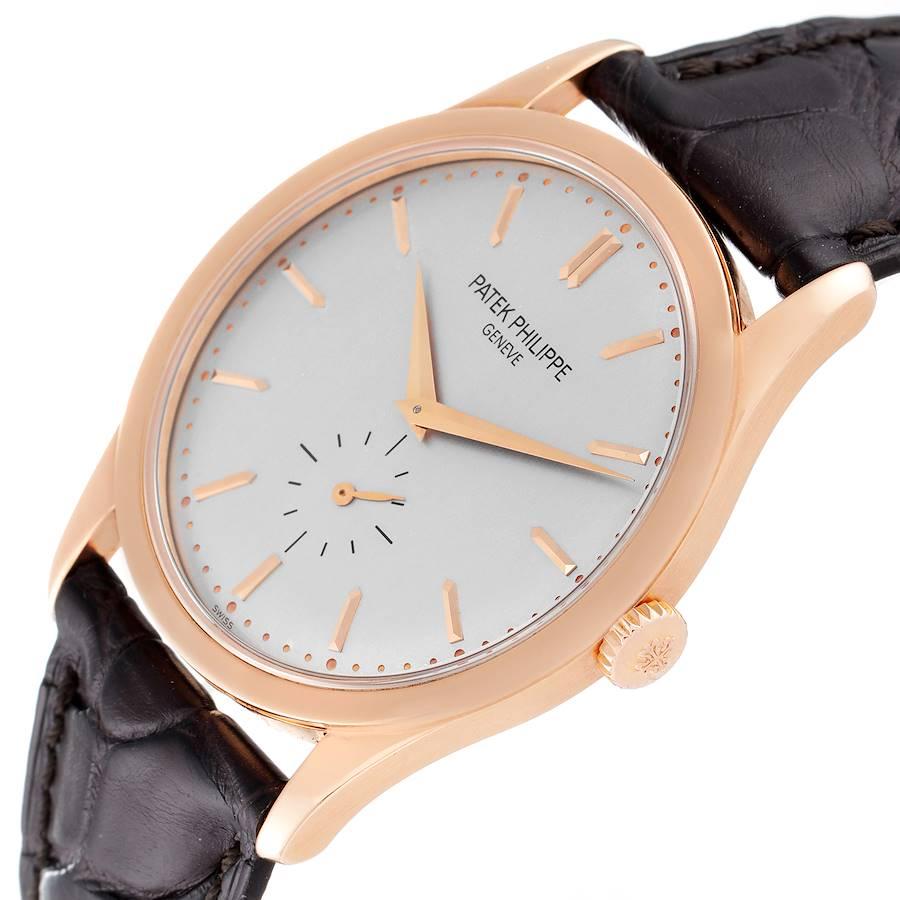 Patek Philippe Calatrava Herrenuhr 5196 mit 18 Karat Roségold und silbernem Zifferblatt 2