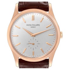 Patek Philippe Calatrava 18k Rose Gold Silver Dial Mens Watch 5196
