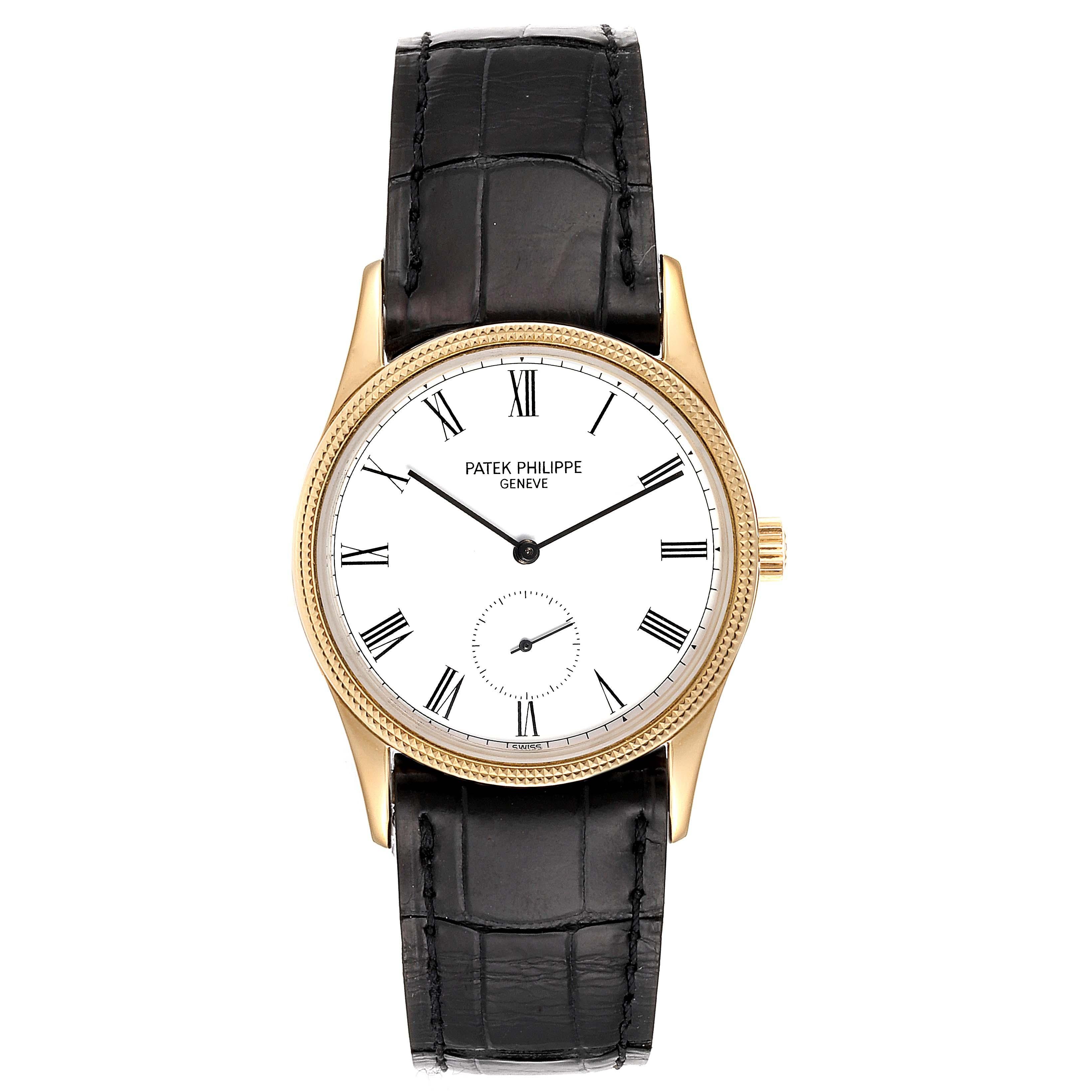 Patek Philippe Calatrava 18k Rose Gold Vintage Watch 3796. Manual winding movement. Rhodium plated, fausses cotes decoration, straight-line lever escapement, Gyromax balance adjusted for heat, cold isochronism and 5 positions, shock absorbers, self-