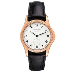 Patek Philippe Calatrava 18k Rose Gold White Dial Mens Watch 5115