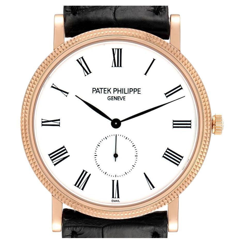 Patek Philippe Calatrava 18k Rose Gold White Dial Mens Watch 5116