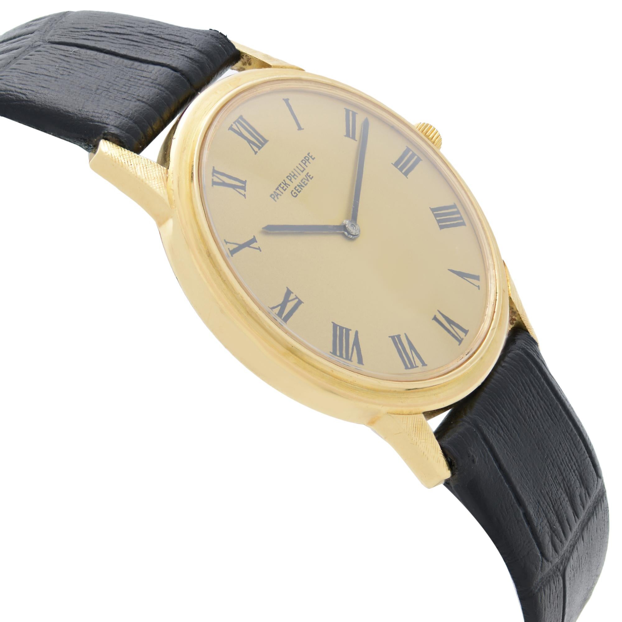 Patek Philippe Calatrava 18k Solid Gold Champagne Dial Automatic Mens Watch 3591 In Good Condition In New York, NY